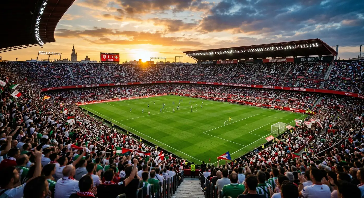 Vista general de un estadio de fútbol español durante un partido de LaLiga